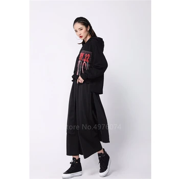 Moterų Japonų Stiliaus Kimono Haori Prarasti Harajuku Kelnes Juodos Mados Laisvalaikio Kelnės Kietas Hip-Hop Streetwear Samurajus Kostiumas