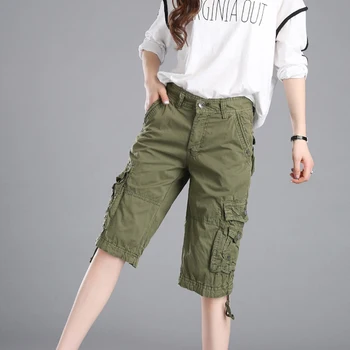 Moterų Kelio Ilgis Krovinių Kelnės Multi-kišenės, Lauko Atsitiktinis 5-taškų Džinsinio audinio Kelnės Kelionės Kovoti su Pants Plus Size