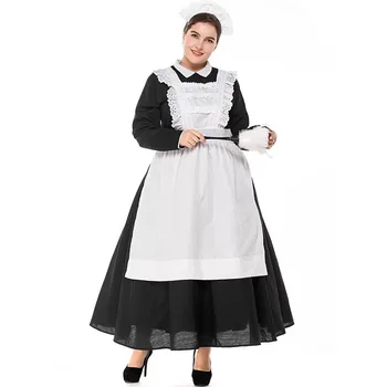 Moterų Kolonijinės Kambarinės Kostiumas 18 Maxi Pinafore Liaudies Suknelė Ištikimas Viktorijos Downton Abbey Padavėja Apranga, Prijuostės Lady Plus Size