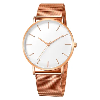 Moterų Laikrodžiai Gold Dial Paprastas Stilius Tinklelio Diržo Lieti Watchband Suknelė Laikrodį Atsitiktinis Moterų Laikrodis zegarek damski
