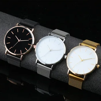 Moterų Laikrodžiai Gold Dial Paprastas Stilius Tinklelio Diržo Lieti Watchband Suknelė Laikrodį Atsitiktinis Moterų Laikrodis zegarek damski