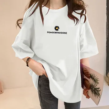 Moterų Laisvi Marškinėliai Mažai Daisy Spausdinti Raštą, Gėlių Pusė Rankovių Vasaros Jauna Mergina Tee 2020 Naujas Mados Lady Viršūnes Japonijos Korėjiečių
