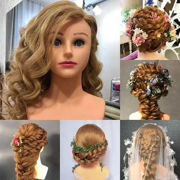 Moterų Manekeno Galvos Dėl Šukuosena Sumaišyti 85% Realus Žmogaus Plaukų Lėlės Šukuosenų Maniquin Mokymo Manekeno Galvos Stilius