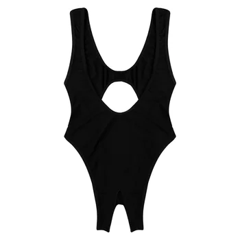 Moterų maudymosi kostiumėlį Vienas Gabalas be Rankovių maudymosi Kostiumėliai, Aukštos Iškirpti Plaukimo Kostiumas Atvira Tarpkojo Vien Bakas apatinis Trikotažas Thong Leotard Bodysuit