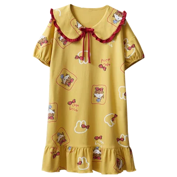 Moterų medvilnės sleepshirts pižamą trumpomis rankovėmis Plius dydis 4XL Nightdress Ponios Animacinių filmų Namų Suknelė-Vasaros mergaitė Atsitiktinis Nightshirt