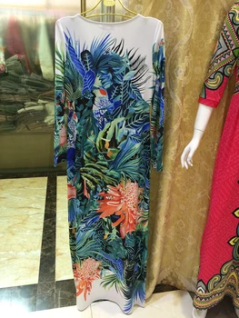 Moterų Prabangos prekių Ženklai Jersey Šilko Suknelė ilgomis Rankovėmis Derliaus Gėlių Spausdinti Bodycon Spandex Tampus Parašas Maxi Suknelė