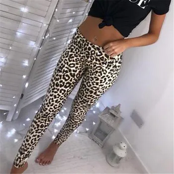 Moterų Sexy atvykimo Dirbtiniais Odos Slim Fit Kelnės Skinny Atsitiktinis Kelnės Ponios Python Odos Leopardas Spausdinti Visas Ilgis Kelnės