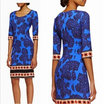Moterų temperamentas italų mados ženklo mėlynos spalvos rankovėmis elastinga mezgimo slim suknelė