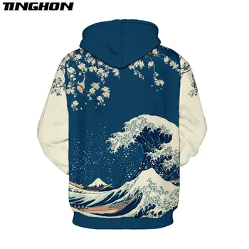 Moterų/vyrų Jūros bangų Gėlių 3D palaidinės hoodies Juokinga Mados Hoody hoodie XS -7XL