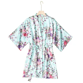 Moterų Šilko Skraiste Namuose Dėvėti Seksualus Gėlių Chalatai Moterims, Namuose Skraiste Satino Sleepwear Pižamą moteriškas chalatas Seksualus moteriški Kimono