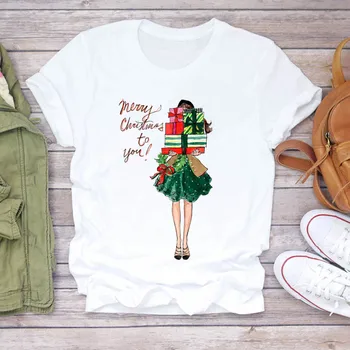 Moterų Žalią Medį Atostogų Festivalis 90s Linksmų Kalėdų Spausdinti Lady T-shirts Top Marškinėliai Moteriški Vyriški Grafinis Moterų Tee Marškinėliai