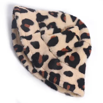 Moterų Žiemos Kibiro Kepurę Dirbtiniais Kailiais Storas Šiltas Mados 2020 M., Minkštas Sulankstomas Lauko Atostogų Lady Leopard Pliušinis Žvejybos Kepurė Panama