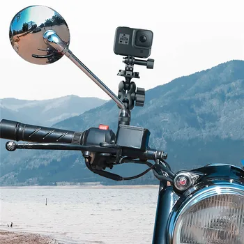 Motociklo Galinio Veidrodėlio Varžtas Tvirtinimo Laikiklis, skirtas Gopro 8 7 6 5 Veiksmų Sporto Fotoaparato 360 Laipsnių Sukimosi Telefono Mount Turėtojas Stendas