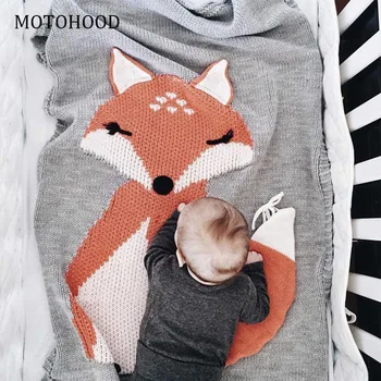 MOTOHOOD Fox Ausies Kūdikių Antklodės Naujagimių Muslino Suvystyti Megzti Antklodės Suvystyti Wrap Cute Kūdikių Kūdikių Antklodė Daiktai Naujagimiui