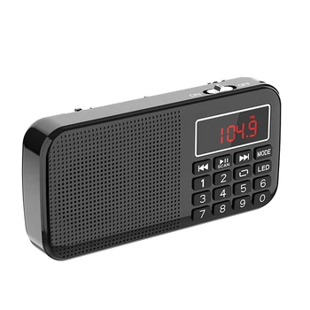 MP3 Muzikos Grotuvas Garsiakalbis, Nešiojamas Mini FM Radijas Auto Skenavimas su 18650 Baterija ir TF Kortelės Lizdas ir Žibintuvėlis