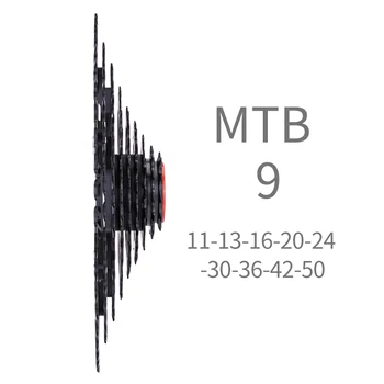 MTB 9 Speed 11-50T Kasetės Kalnų Dviračių Pločio Santykis 9v k7 Suderinamas Su Shimano M430 M4000 M590 Juoda Laisva 9s Ratų