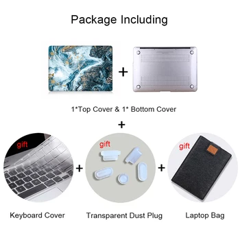 MTT 2020 Laptop Case For Macbook Air 13 inch Marmuro Hard Cover for macbook Air Pro Retina 11 12 13 15 16 Touch ID+Klaviatūros Viršelis
