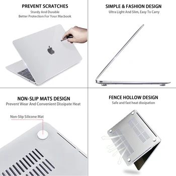 MTT 2020 Laptop Case For Macbook Air 13 inch Marmuro Hard Cover for macbook Air Pro Retina 11 12 13 15 16 Touch ID+Klaviatūros Viršelis