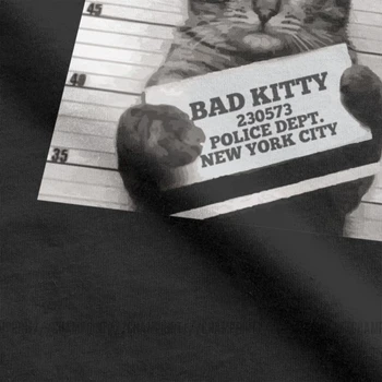 Mugshot Katė J. Furrypants Bad Kitty Vyrų T Shirts Pet Kačiukas Meilės Gyvūnų Mielas Juokingas Trišakiai Trumpi Rankovėmis Marškinėliai Medvilnė, Topai