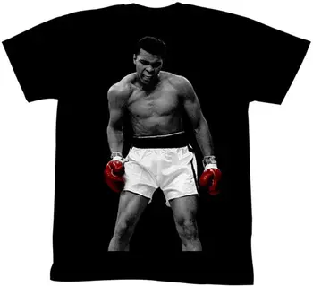 Muhammad Ali Žiedo Nuotrauka Raudonas Pirštines Suaugusiųjų Marškinėliai Bokso Čemp