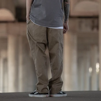Multi-pocket Krovinių Kelnės Vyrams Streetwear Prarasti Tiesiai Atsitiktinis Baggy Ziajać Mens Pločio Kojų Drobės Kelnės Darbo Kelnių