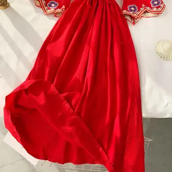 MUMUZI Moterų Suknelė 2020 Metų Vasaros Gėlių Siuvinėjimų Suknelės Boho Stiliaus Baltos spalvos Retro Paplūdimio Suknelės, Vestidos de fiesta zanzea