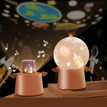 Music Box Žvaigždėtas Dangaus Projektorius, Naktį Šviesos diodų (LED) Lempos Mokėtinas 360 Laipsnių Pasukti Visatos Spalvinga Mirksi Star Vaikai Kūdikių Dovanų