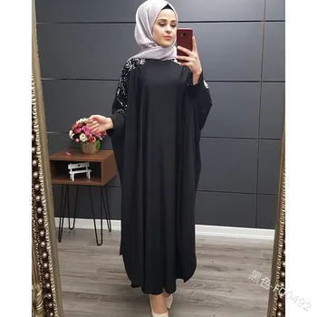 Musulmonų Blizgančiais Abaja Kimono Suknelė, Hijab Šikšnosparnių Rankovėmis Turkų, Arabų Dubajus Afrikos Pakistano Caftan Marocain Kaftan Kataro Islamo