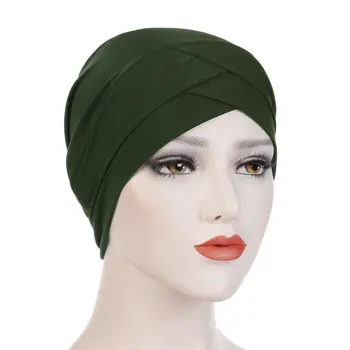 Musulmonų Moterys Kryžiaus Kepuraitė Mados Musulmonų Skarelė Skrybėlę Vidinis Hijab Kepurės Turbaną moterims, variklio Dangtis, Indija Headwrap Skrybėlės Islamo Arabų