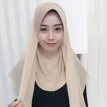 Musulmonų skarelė sunku kraštų momentinių skaityti dėvėti šifono hijab sujungimas patogioje skara, moterų skara slaugytoja turbaną
