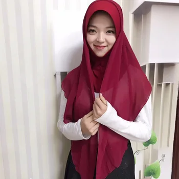 Musulmonų Šalikas Nešioti Momentinių Paprasta, Patogu, Hijab Šifono su Vidiniu Turbaną Muslima Kratinys Skara Skarelė