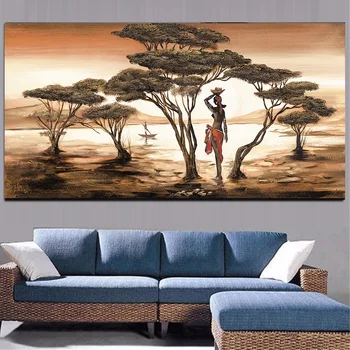 MUTU Didelės Drobės tapyti Aliejumi Abstraktus Peizažas Šiuolaikinės Afrikos Moterų Spausdinimo Ir Plakato Sienos Meno Namo Apdaila Už Kambarį