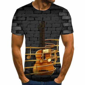 Muzikos mėgėjams vyrų 3d gitara spausdinti mados trumparankoviai marškinėliai moteriška psichodelinio drabužiai vyriški laisvalaikio Quick dry vyriški T-shirt