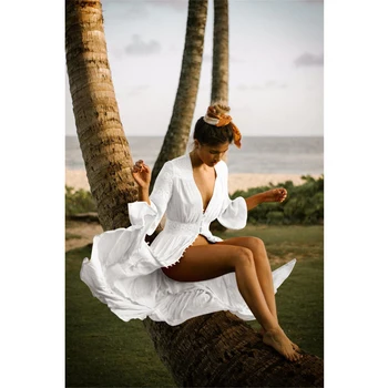 Mygtukas Maudymosi Kostiumėlį Padengti Iki Moterų Sexy Šifono Paplūdimio Ilga Suknelė Kietas Paplūdimio Button Cardigan Maudymosi Kostiumą Padengti Iki Playa Pareo