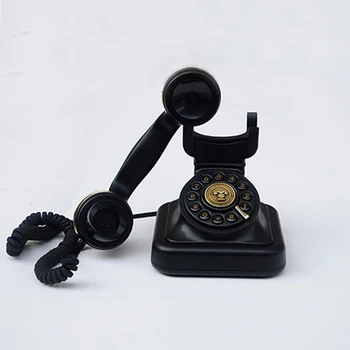 Mygtuką Dial Telephone Retro Senamadiškas ir antžeminių laidinių telefono linijų Telefonai su Klasikinio Metalo Bell, Corded Phone for Home Office, Juoda
