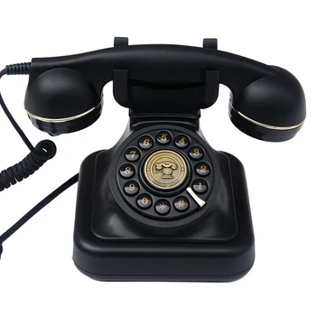 Mygtuką Dial Telephone Retro Senamadiškas ir antžeminių laidinių telefono linijų Telefonai su Klasikinio Metalo Bell, Corded Phone for Home Office, Juoda