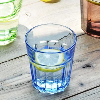 Mėlyna/Žalia/Ruda spalvos stiklo sulčių gėrimas taurės baras įrankiai aštuonkampis vidaus alaus stiklo puodeliai 6pcs/set