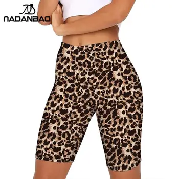 NADANBAO Naują Atvykimo Klasikinis Leopard Trumpas Moterų Antblauzdžiai Seksuali Sporto Kelnės Fitness Aukštos Juosmens Elastinga Slim Leggins Treniruotės