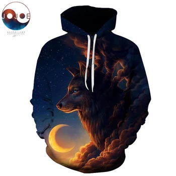 Naktį Guardian JoJoesArt Wolf 3D hoodies Vyrų Palaidinukė Naujovė Atsitiktinis Hoodies Kokybės Lašas laivas sportiniai Kostiumai Prekės Megztinis