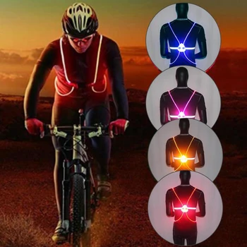 Naktį Važiavimo Dviračiu Lauko Sporto Mirksi Vest Motociklo LED Pluošto Jojimo Šviesą Saugos Atspindinti Liemenė Liemenė