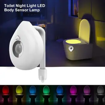 Naktį, Šviesos, Judesio Jutiklis Tualeto Sėdynė Naktį Šviesos Lempos 8 LED Spalvų Vandeniui Apšvietimas unitazo Lemputė WC Tualeto Šviesos