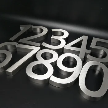 Namas Skaičius 0-9 ABC Lauko Metalo 3D šiuolaikinės sidabro Nerūdijančio Plieno Lettre Ženklas, Adresas, Namų Hotel buto durų skaičius plokštė