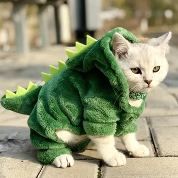 Naminių kačių drabužių įdomus dinozauro kostiumo kailis žiemą šilta vilna katės kostiumas kačiukas katė hoodie šuniuką čihuahua šunų drabužius