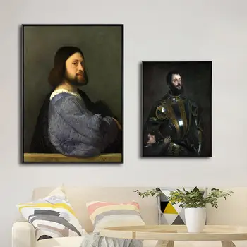 Namų Dekoras Drobė Spausdinimo Menas, Sienų Nuotraukas Kambarį Drobė Spausdinti Paveikslai italijos Tiziano Vecellio Portretas Vyras