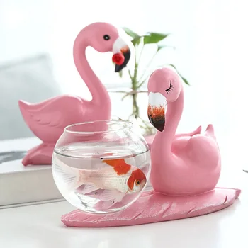 Namų Dekoravimo Ornamentai, Gyvūnų Vazos Mielas Flamingo Hydroponics Vazonas Stiklo Vaza Žaliųjų Augalų Bako Apdailos Amatai