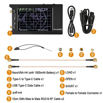NanoVNA-H4 Vektoriaus Tinklo Analizatorius 10KHz-1,5 GHz HF VHF UHF Antena Analizatoriaus Matavimo,su LCD Paspauskite Sn Nano VNA