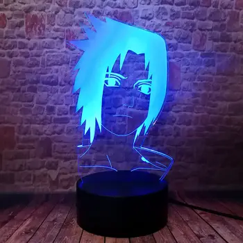 Naruto Anime Pav naktinė lempa LED 7 Spalvų Keitimas Stalas Šviesos Mirksi Uchiha Sasuke Modelis Žaislai