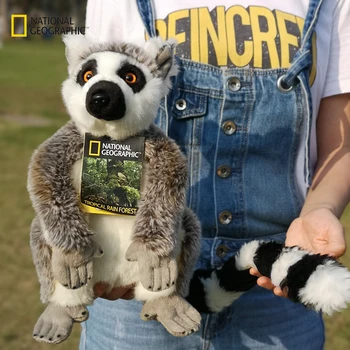 National Geographic pliušinis gyvūnų žaislas įdaryti Sėdi Lemur w/pupelių vaikų gimtadienio geros dovanos plysh lėlės
