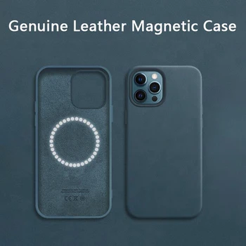 Natūralios Odos Atveju iPhone 12 Pro Max Mini Telefono Atvejais Magnetinio Saugus Prabanga 1:1 karvės odos Odos Padengti iphone12 12Mini
