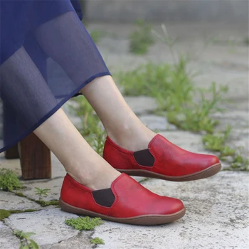 Natūralios odos Moterys butas batus basomis Laisvalaikio Bateliai moteris Butai ballerinas sportbačiai, Moteriška Avalynė, batai 2020 raudona juoda